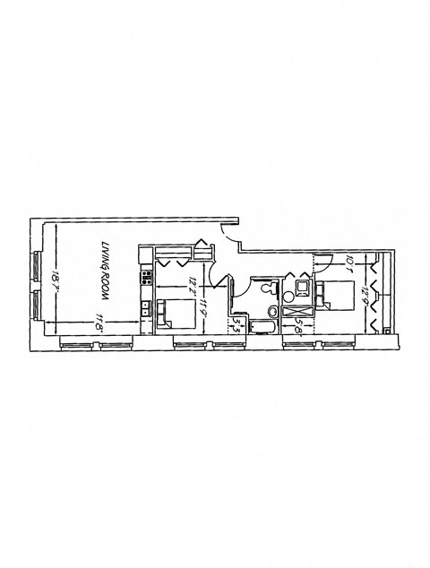 Floor plan for 2 beds, 2 baths, 946 sqft